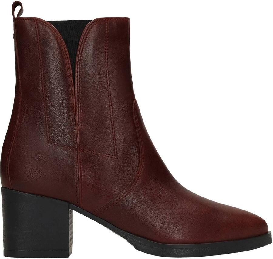 No Stress Dames Bordeaux rode leren enkellaarsjes met hak