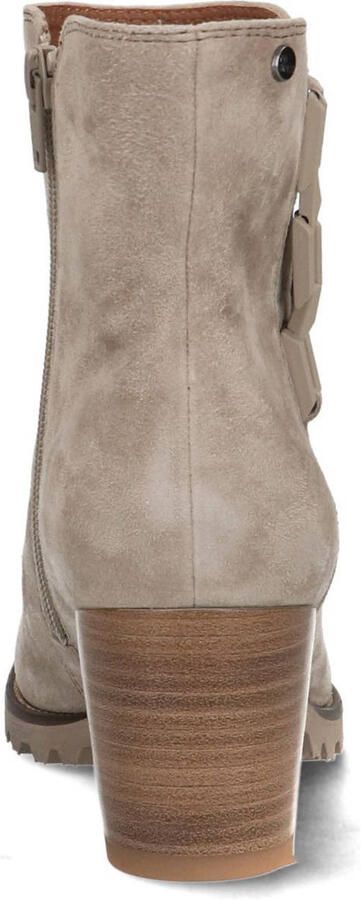 No Stress Dames Taupe suède enkellaarsjes met blokhak en chain - Foto 2