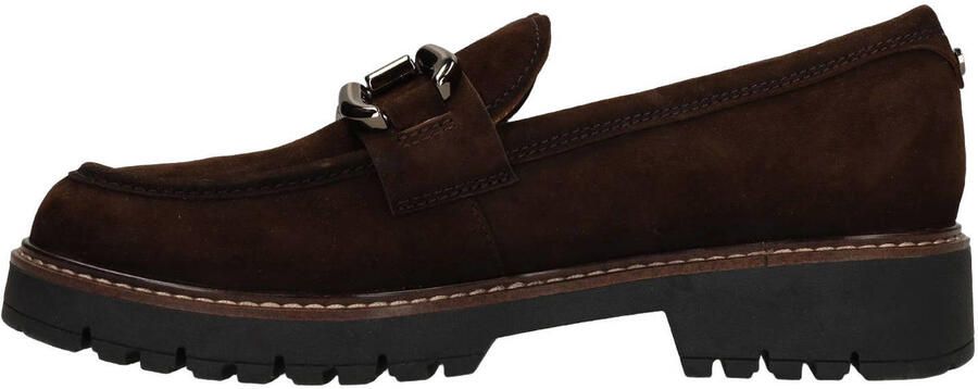 No Stress Dames Donkerbruine suède loafers met chain - Foto 3