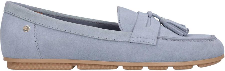 No Stress Dames Blauwe suède loafers met franjes