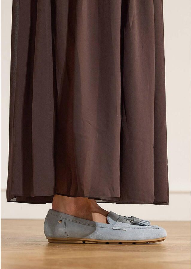 No Stress Dames Blauwe suède loafers met franjes - Foto 2