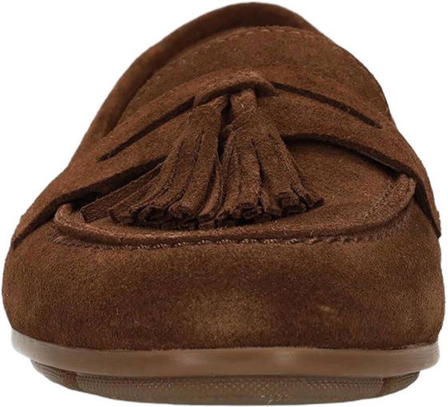 No Stress Dames Bruine suède loafers met franjes - Foto 2