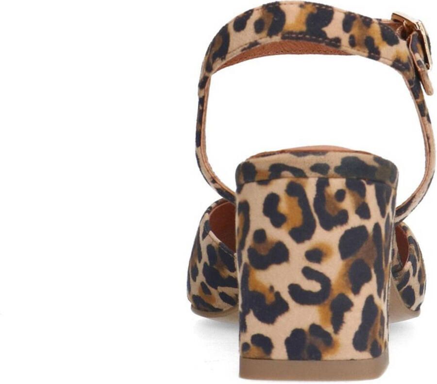 No Stress suède pumps met panterprint bruin zwart
