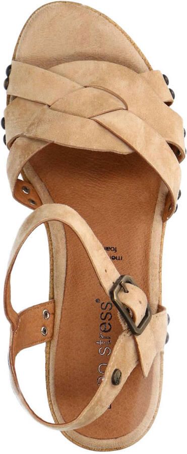 No Stress Dames Beige suède sandalen met hak