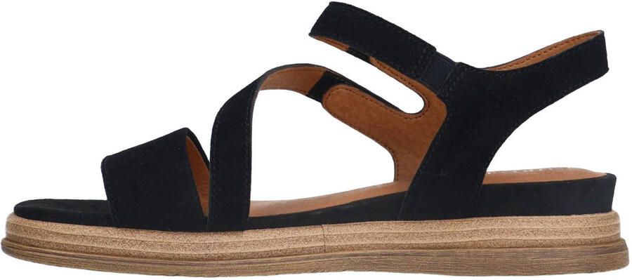 No Stress Dames Zwarte leren sandalen
