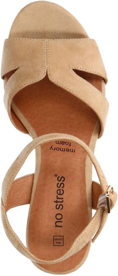 No Stress Dames Beige suède sandalen met hak