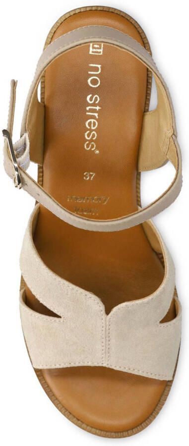 No Stress Dames Beige suède sandalen met blokhak - Foto 2