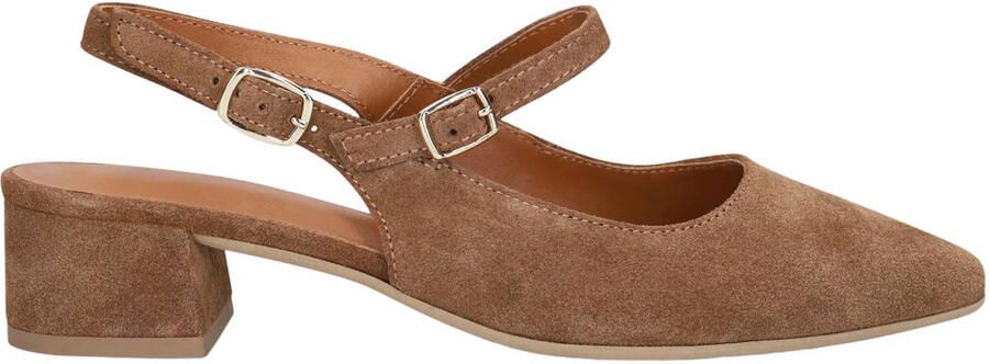No Stress Dames Bruine leren slingbacks