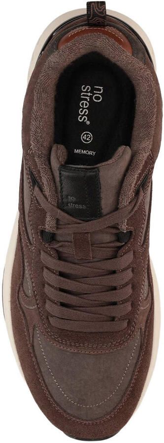 No Stress Heren Donkerbruine suède sneakers - Foto 2