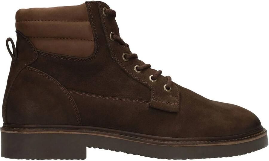 No Stress suède veterboots met profielzool donkerbruin