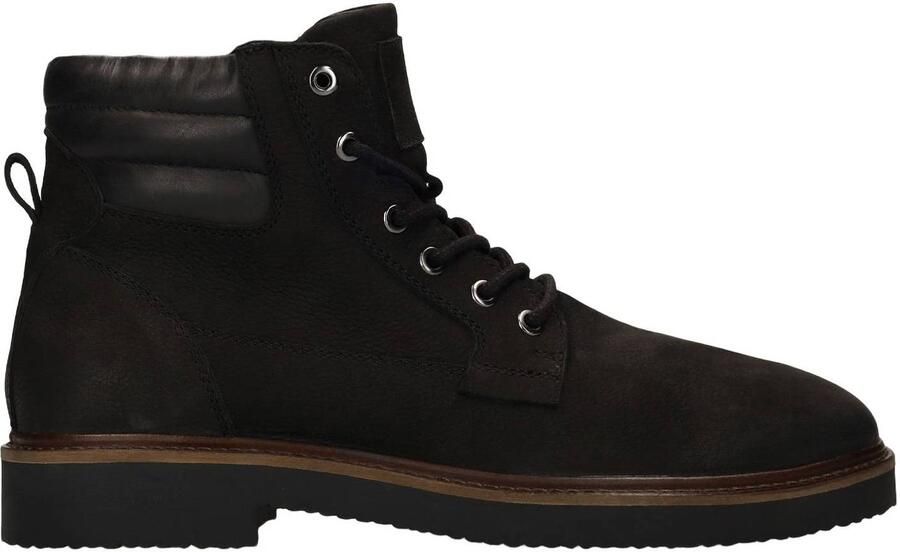 No Stress suède veterboots met profielzool zwart