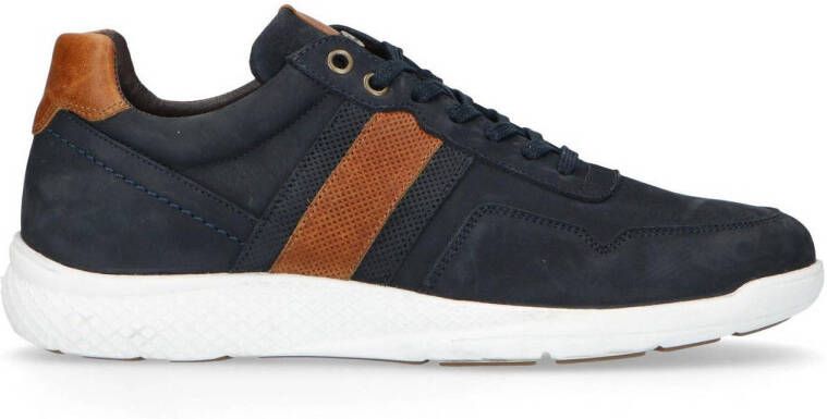 No Stress nubuck sneakers donkerblauw cognac