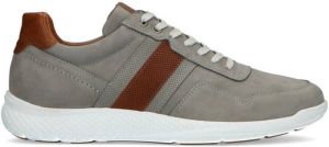 No Stress Heren Grijze leren sneakers met bruine details