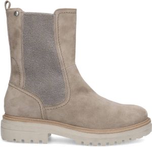 No Stress Dames Taupe suède chelsea boots met rits