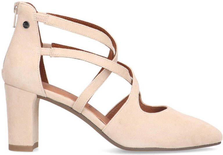 No Stress Dames Beige suède pumps met bandjes