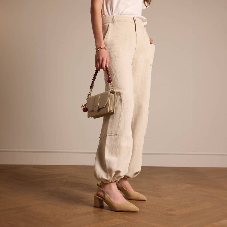 No Stress Dames Beige suède slingbacks
