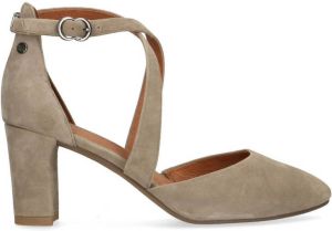 No Stress Dames Lichtgrijze suède pumps met bandjes