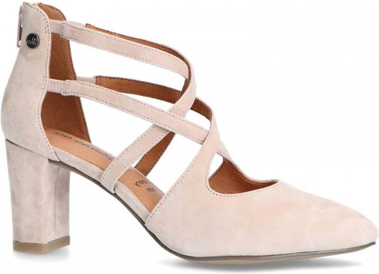 No Stress Dames Roze suède pumps met ritssluiting - Schoenen.nl