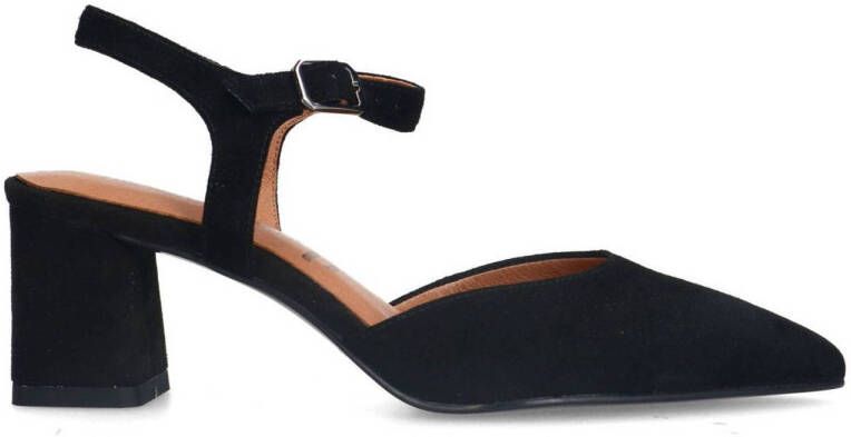 No Stress Dames Zwarte suède slingbacks