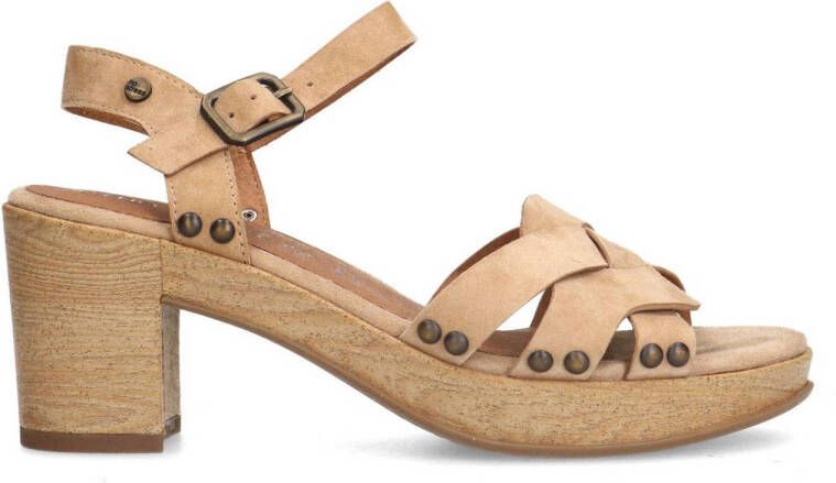 No Stress Dames Beige suède sandalen met hak