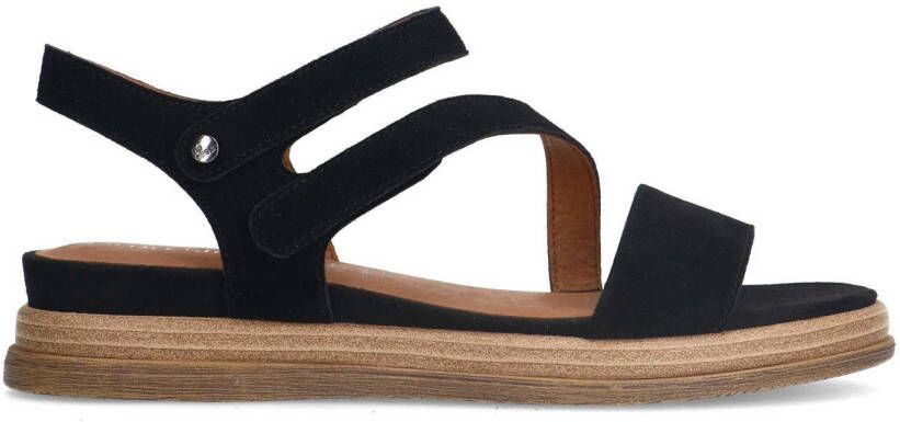 No Stress Dames Zwarte leren sandalen