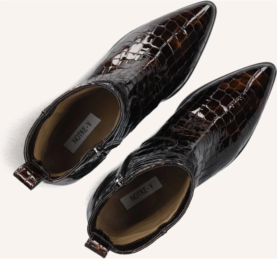 Notre-V 63231 Enkellaarsjes Enkelboots met rits Dames Bruin - Foto 3