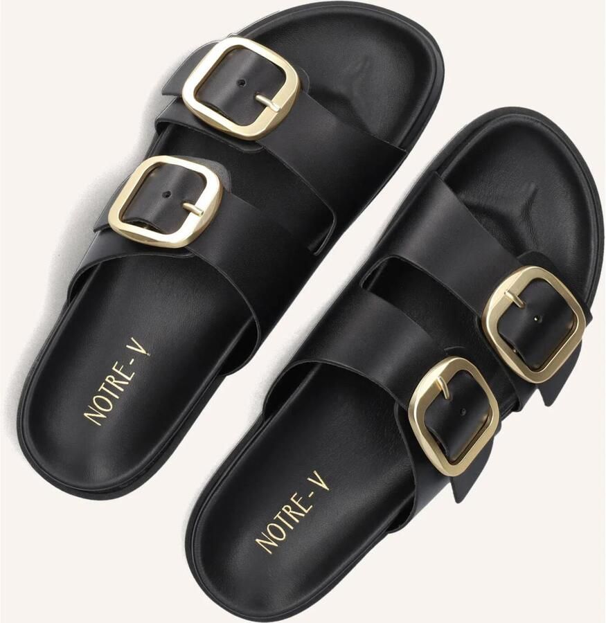 Notre-v Zwarte Leren Slippers Stijlvol Model - Foto 3