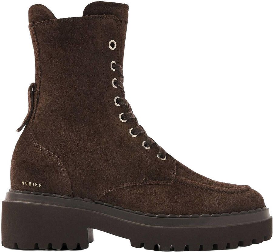 Nubikk Fae Bobbi Fur suède veterboots donkerbruin