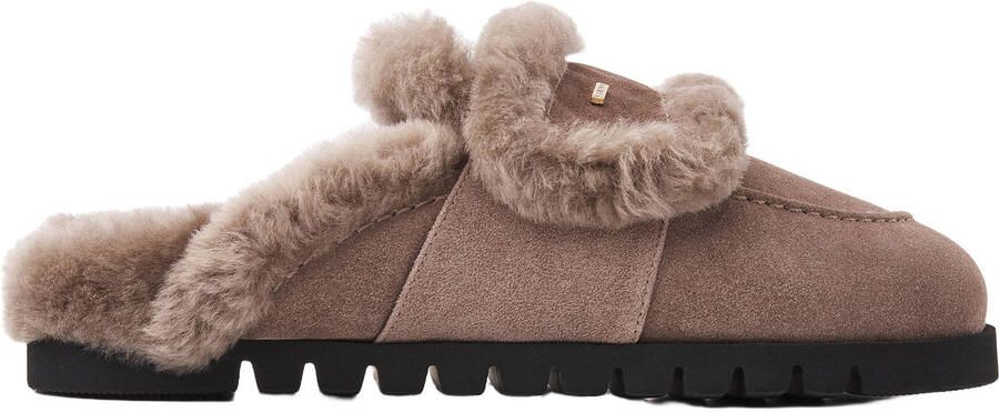 Nubikk Teddy Furry II suède clogs taupe