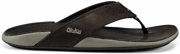 Olukai Nui nubuck teenslippers donkerbruin