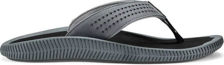 Olukai Ulele Heren leren slippers Dark Shadow Black