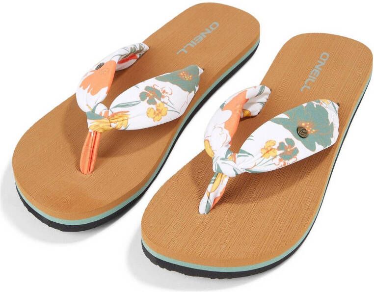 O'Neill Ditsy Sun teenslippers met bloemenprint wit zalm