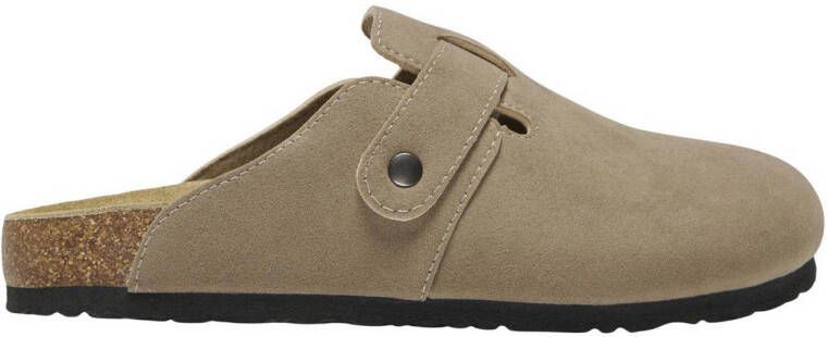 ONLY leren clogs taupe