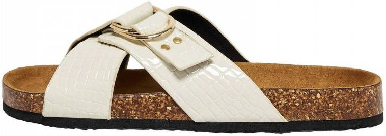 ONLY Maxi slippers met crocoprint wit