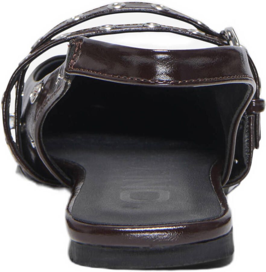 ONLY Onlaura lakleren slingback loafers met studs bruin - Foto 2