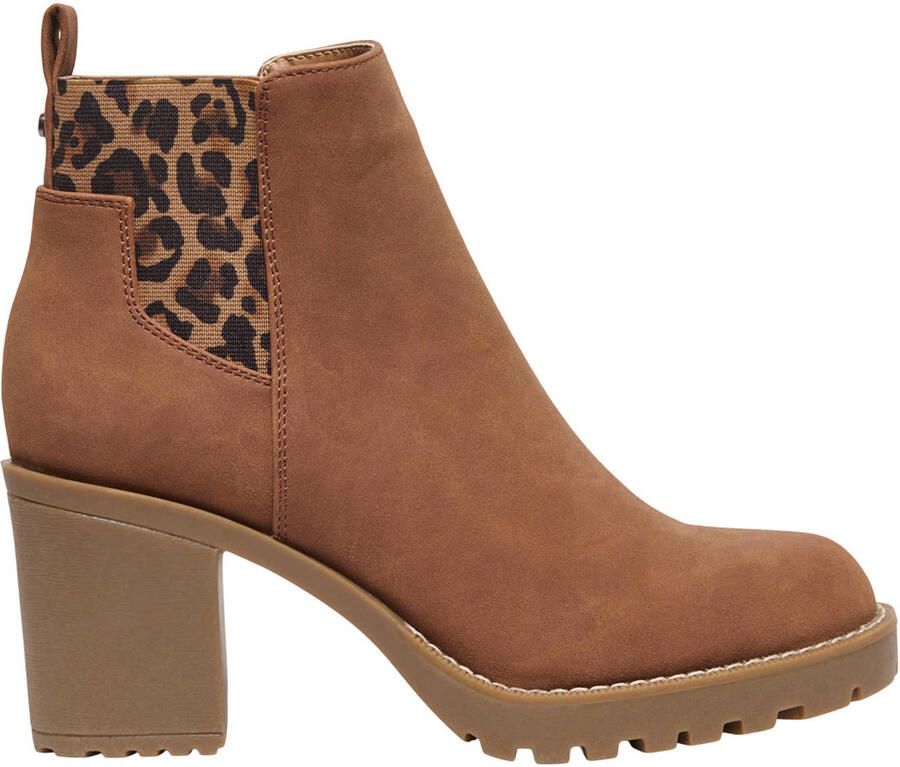 ONLY Onlbarbara Noos chelsea boots met blokhak cognac panter