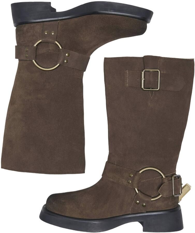 ONLY Onlbea Leather Biker Boot leren bikerboots bruin - Foto 3