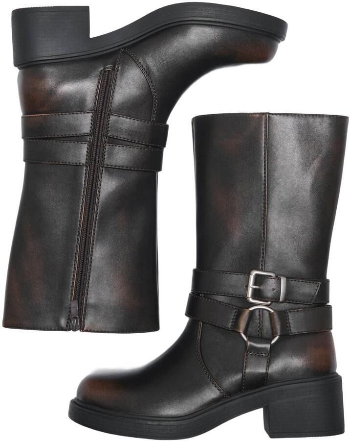 ONLY ONLBlossom imitatieleren bikerboots bruin - Foto 2