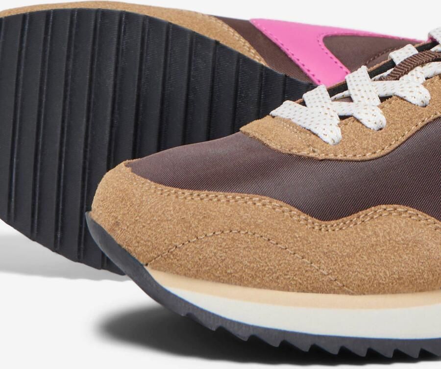 ONLY Onlbrenna imitatieleren sneakers bruin roze - Foto 3