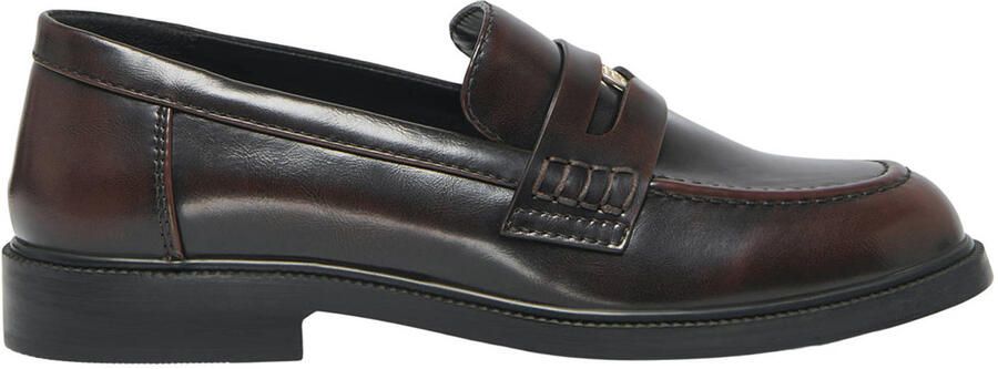 ONLY Onllux-12 Button imitatieleren loafers donkerbruin