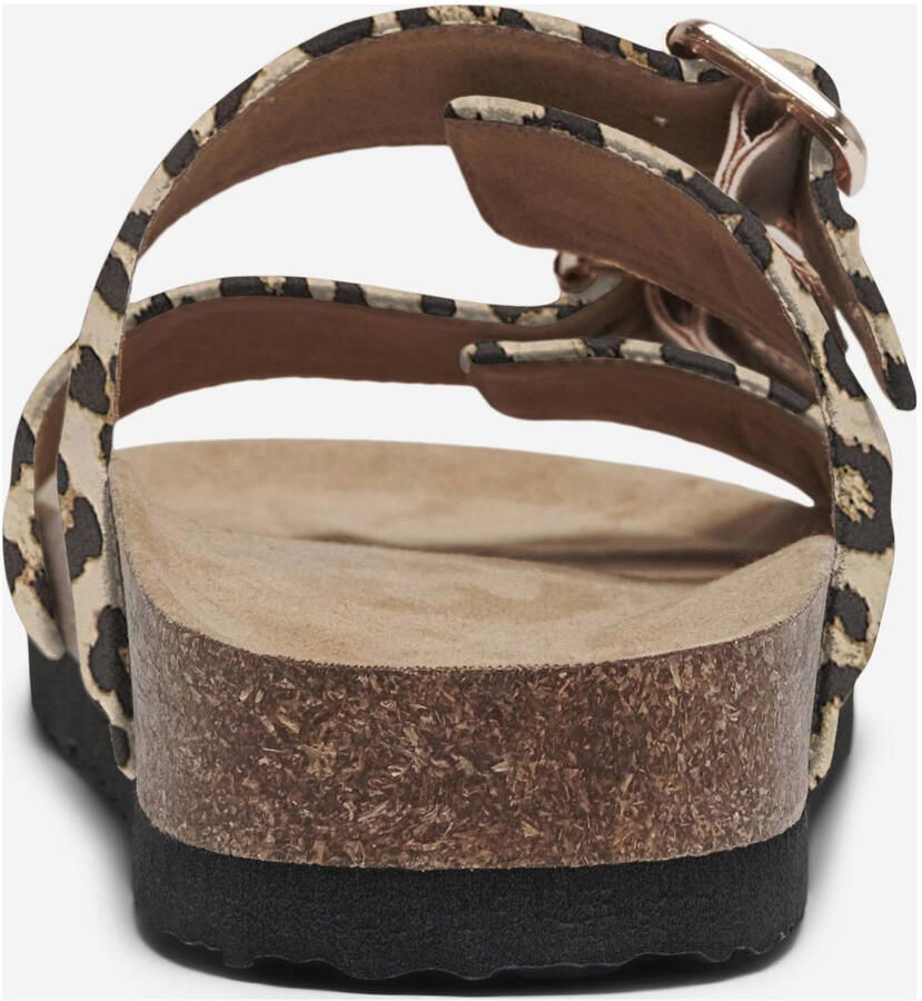 ONLY Onlmaxi-13 Leo Strap Buckle Sandal leren slippers met panterprint beige zwart - Foto 2