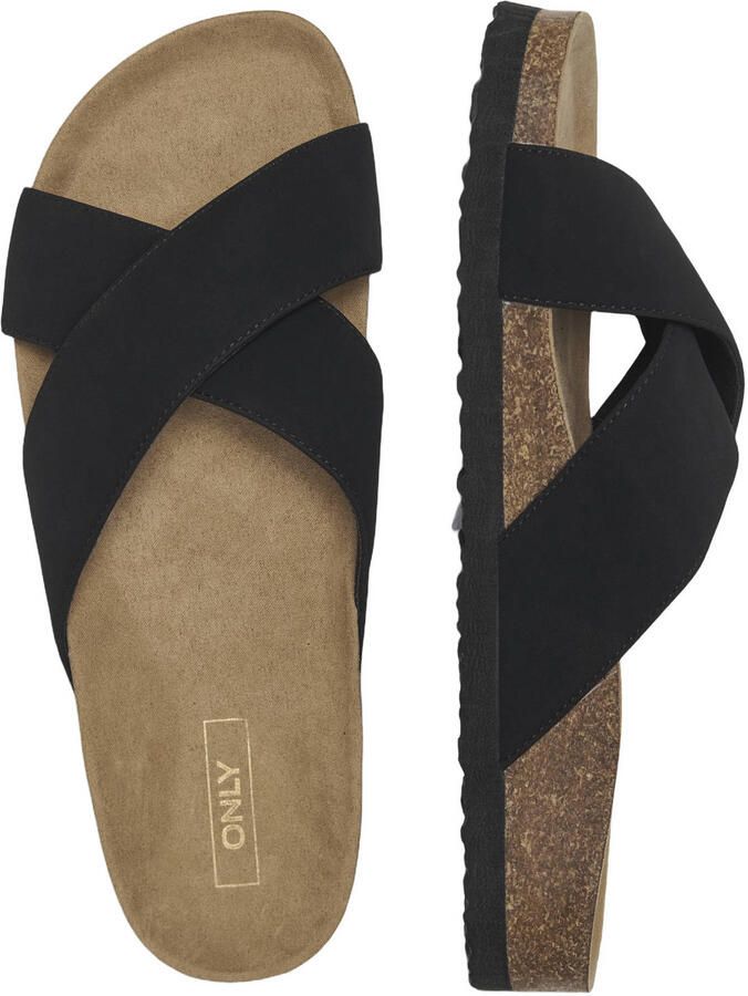 ONLY Onlmaxi Madison-1 Cross Pu Nubuck suède slippers zwart - Foto 3