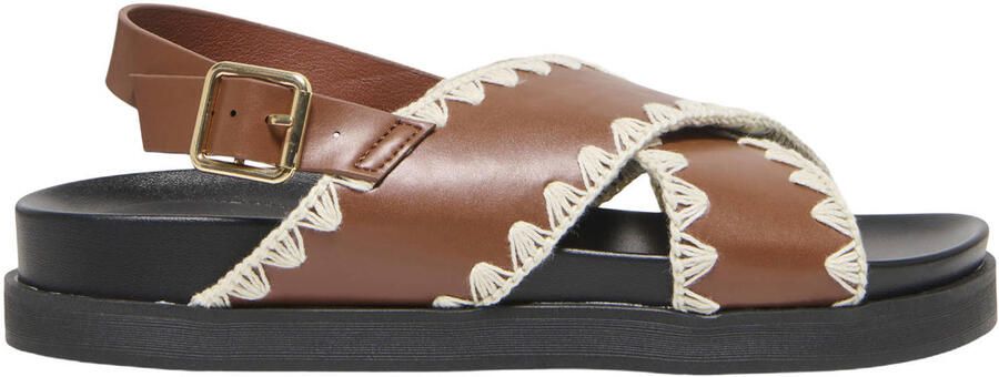 ONLY Onlminnie-20 Crochet Sling Back imitatieleren leren sandalen cognac
