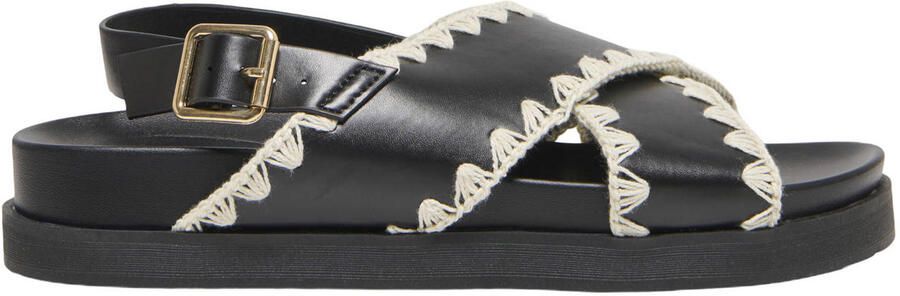 ONLY Onlminnie-20 Crochet Sling Back imitatieleren leren sandalen zwart