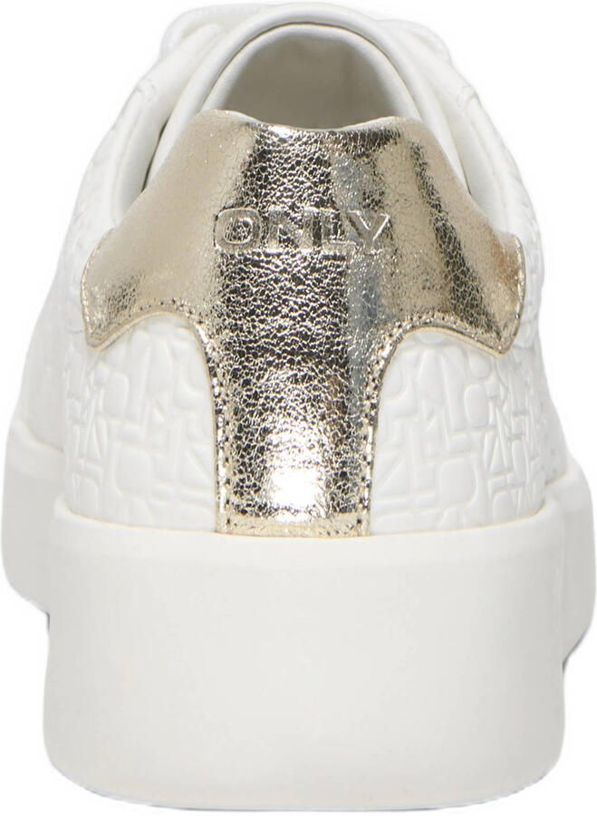 ONLY Onlsoul-8 Embosed imitatieleren sneakers wit - Foto 3