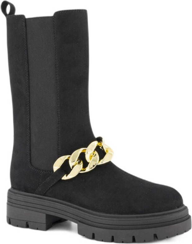 Oxmox Zwarte chelsea boot sierketting