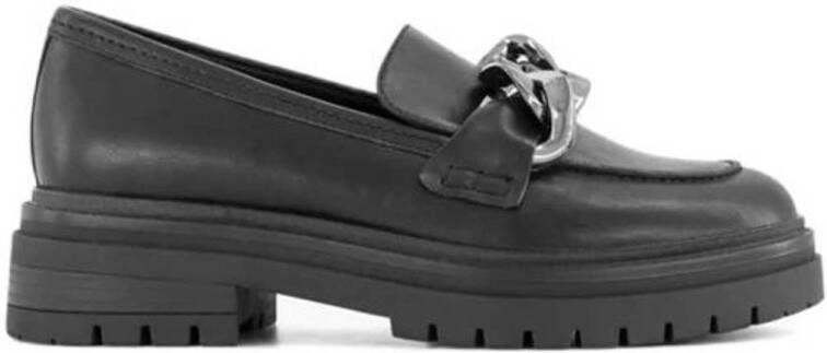 Oxmox Zwarte chunky loafer sierketting