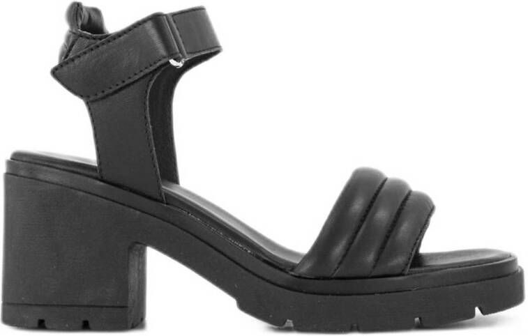 Oxmox Zwarte leren chunky sandalette