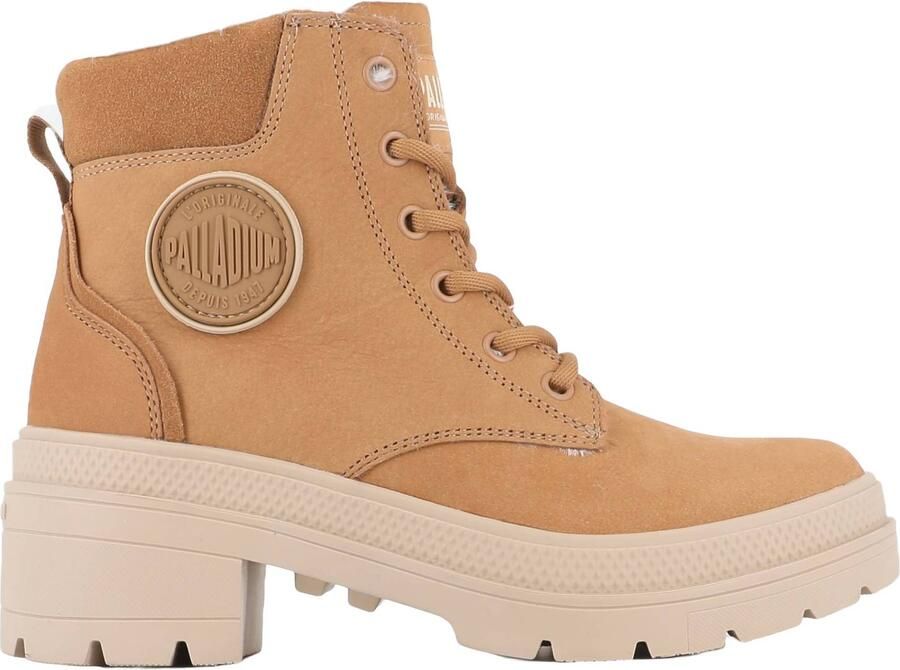 Palladium leren sneakers met blokhak cognac