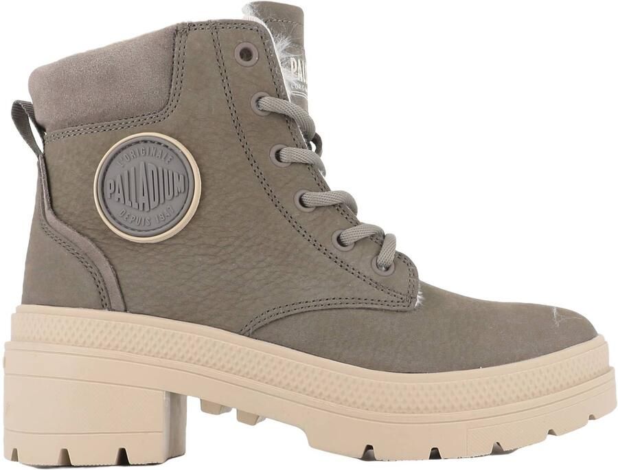 Palladium leren sneakers met blokhak grijs